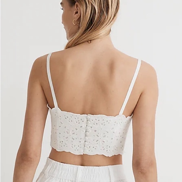 Madewell Eyelet Linen Blend Crop Tank Top - Picture 2 of 5